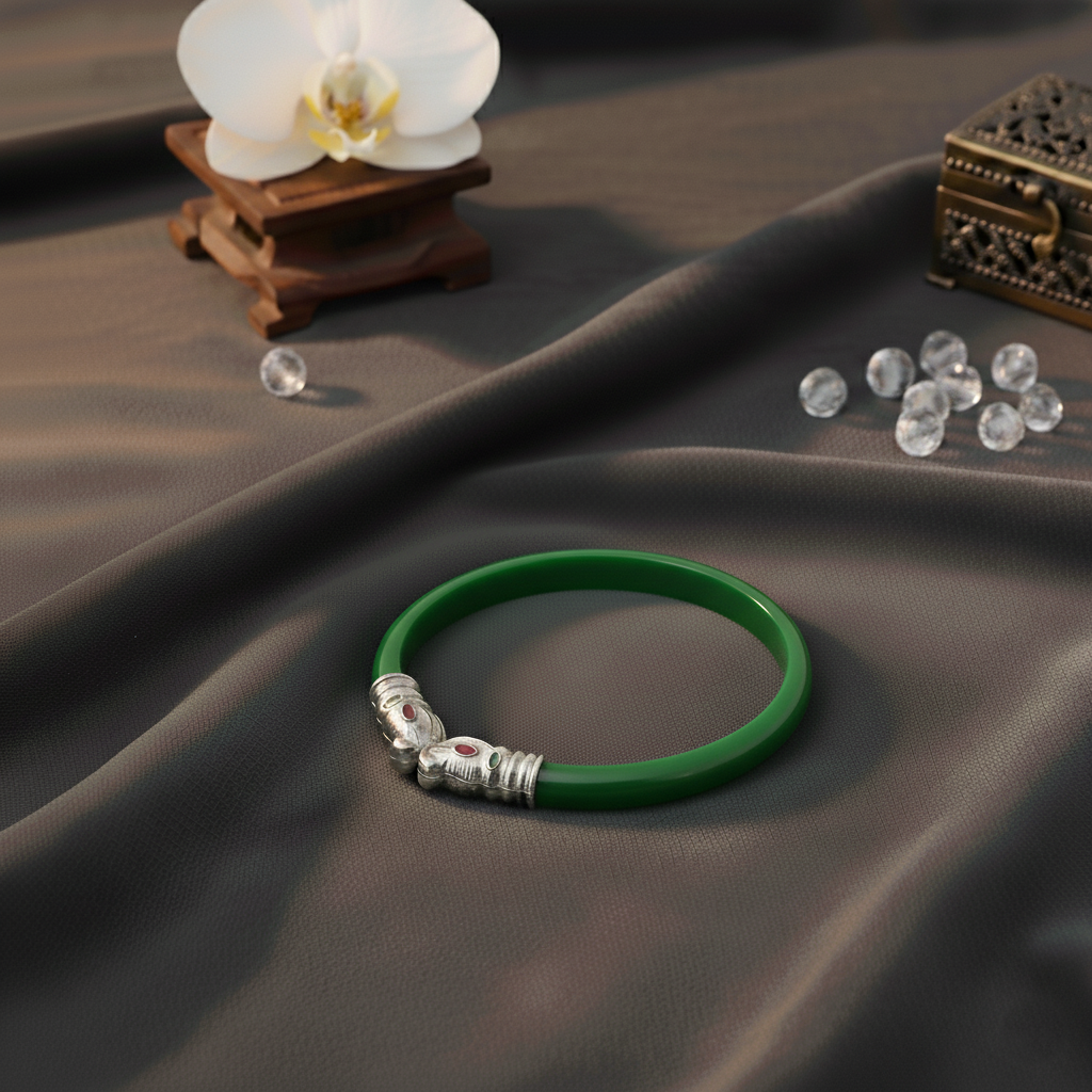 Premium Gajmukh Silver Bangles Multi-Color Edition