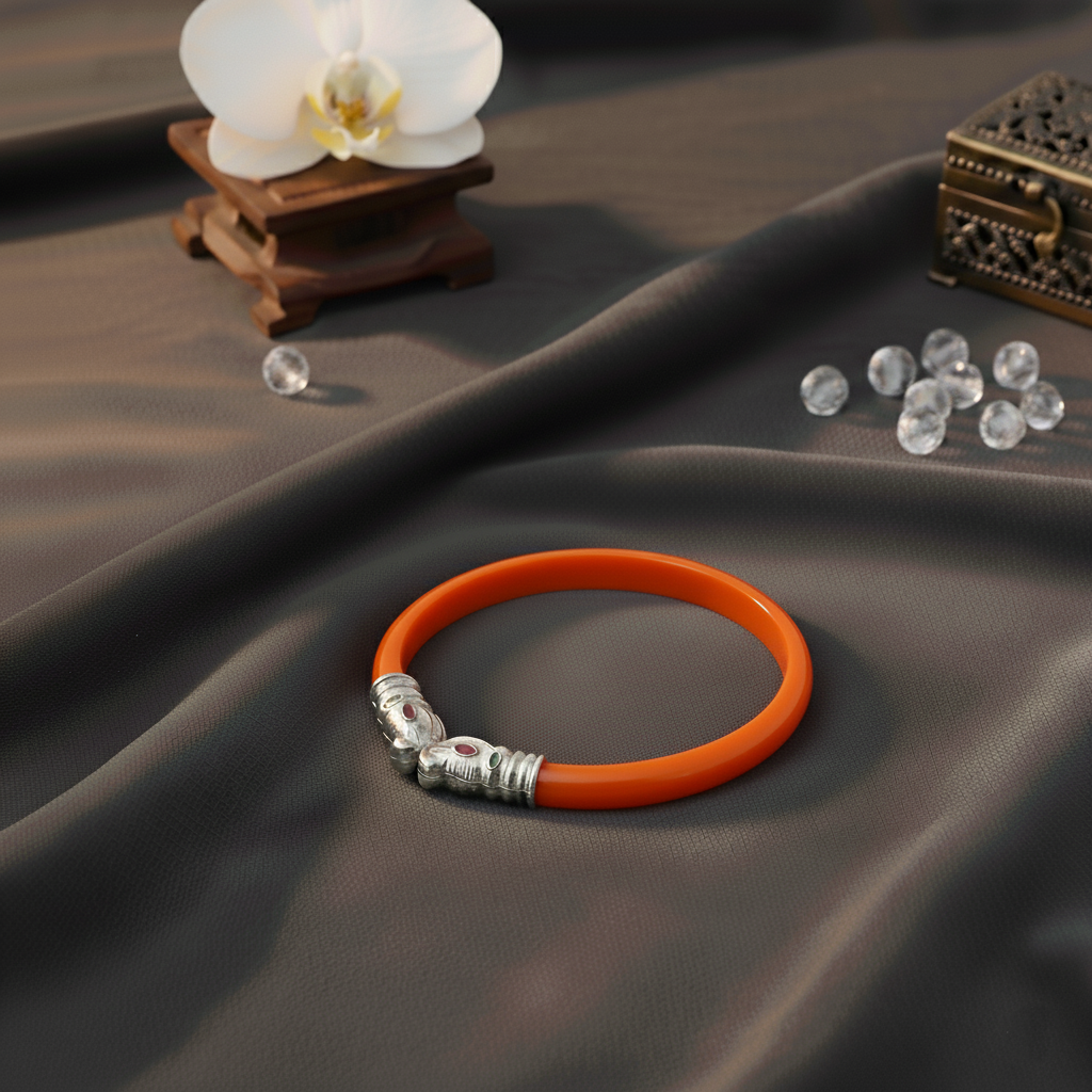Premium Gajmukh Silver Bangles Multi-Color Edition