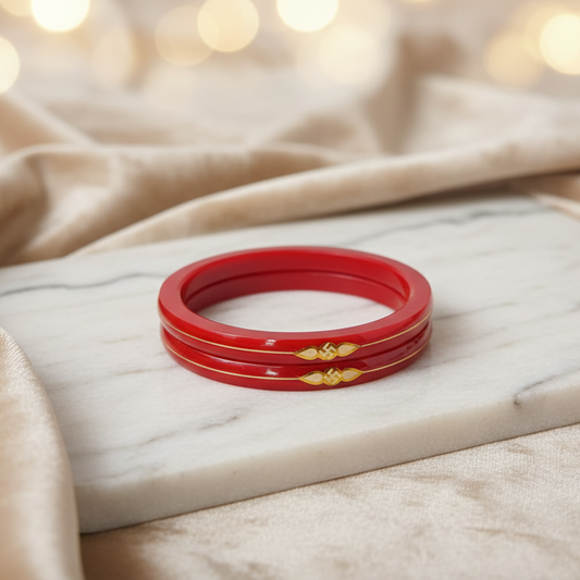 Maroon Bangles with Golden Detailing Classic Collection