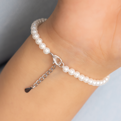 Glamorous Wedding Pearl Bracelet with Crystals