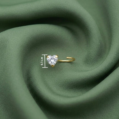 Gold Polish Heart Shape Diamond Nose Pin for Women