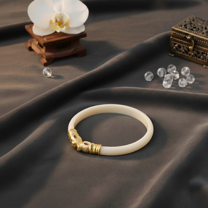 Gold Polish Premium Gajmukh Silver Bangles Multi-Color Edition