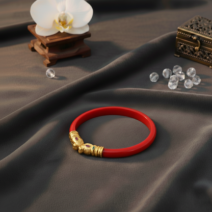 Gold Polish Premium Gajmukh Silver Bangles Multi-Color Edition