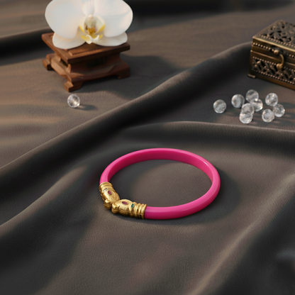 Gold Polish Premium Gajmukh Silver Bangles Multi-Color Edition