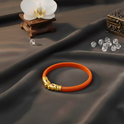 Gold Polish Premium Gajmukh Silver Bangles Multi-Color Edition