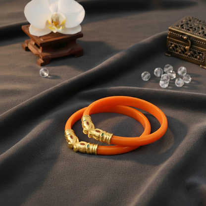 Gold Polish Premium Gajmukh Silver Bangles Multi-Color Edition