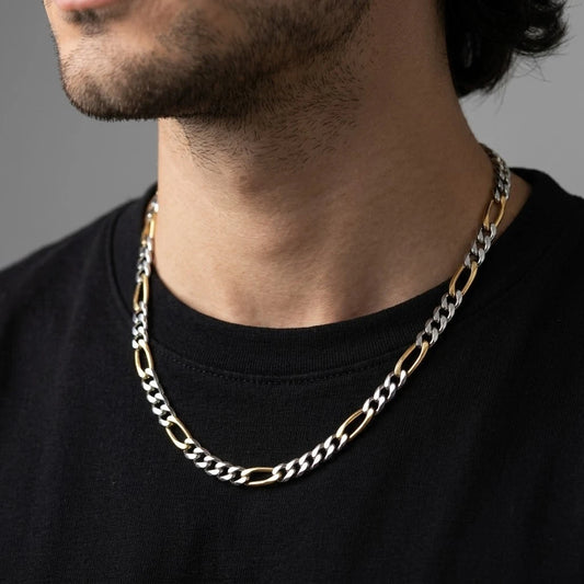 Gold Plated Interlocked Silver Chain For Boys