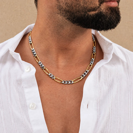 Gold Plated Interlocked Silver Chain For Boys
