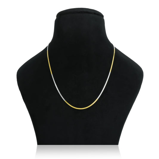 Gold Plated Spiral Pattern Dual Tone Silver Chain for  Boys