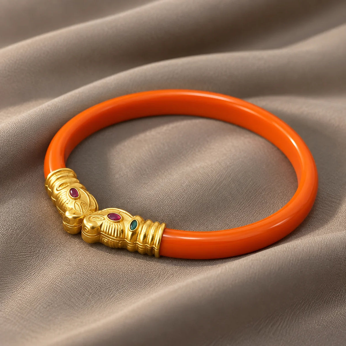 Gold Polish Premium Gajmukh Silver Bangles Multi-Color Edition