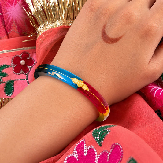 Gold Small Swastika Design Dark Color Bangle