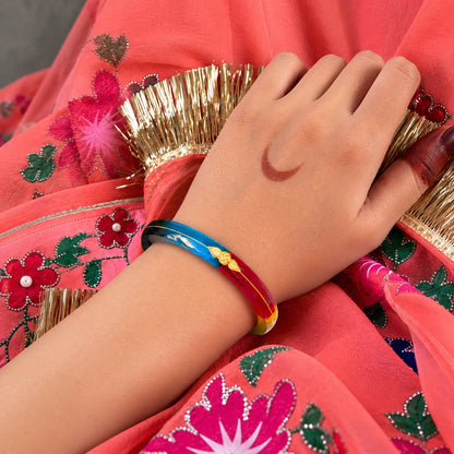 Gold Small Swastika Design Dark Color Bangle