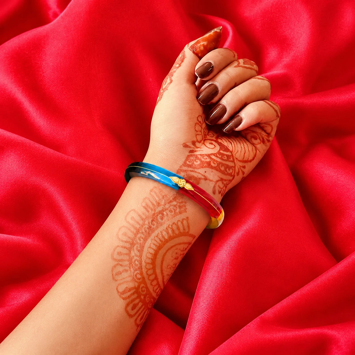 Gold Small Swastika Design Dark Color Bangle