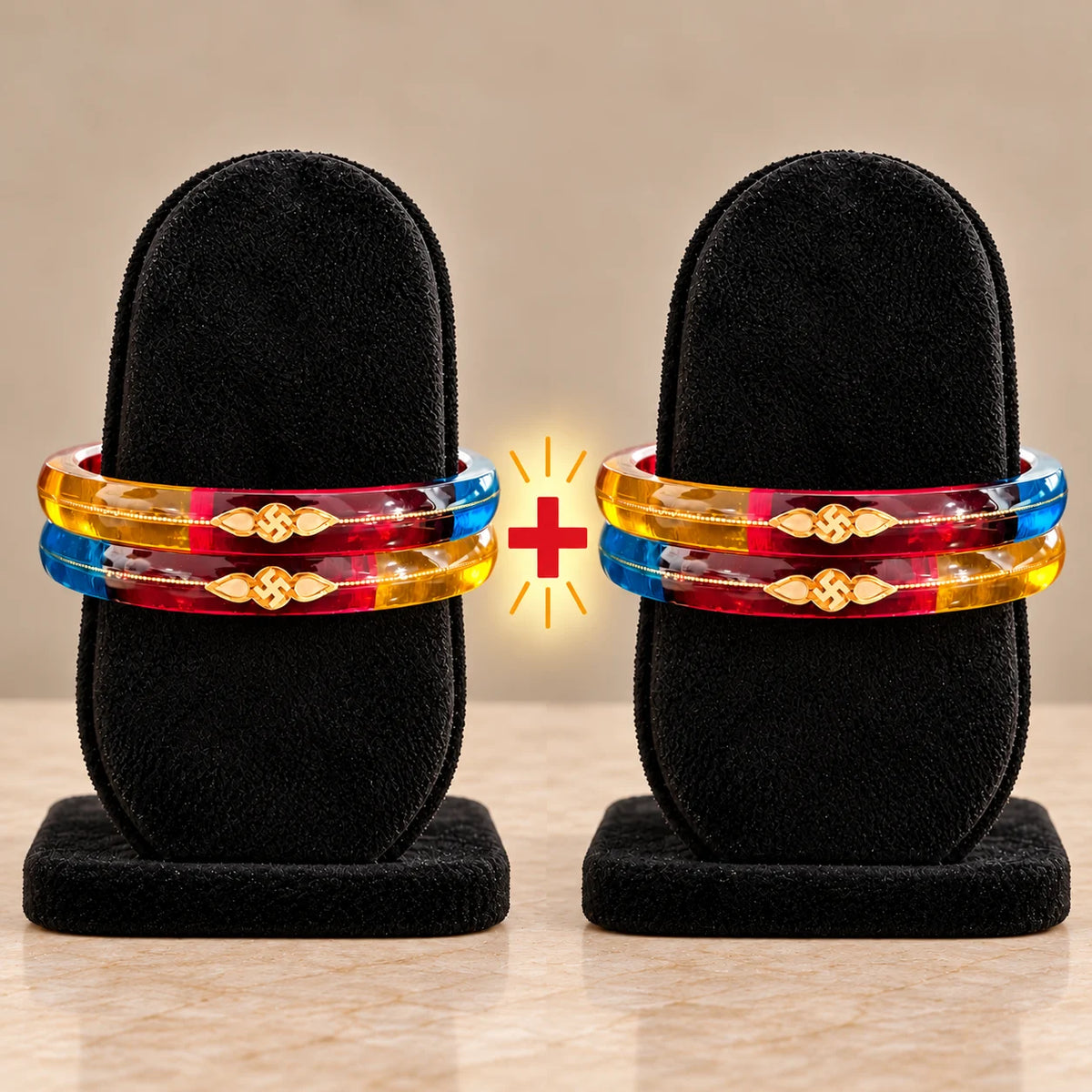 Gold Small Swastika Design Dark Color Bangle
