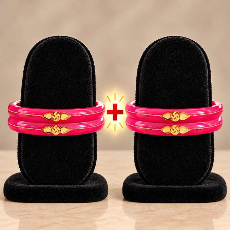 Gold Small Swastika Design Pink Bangle
