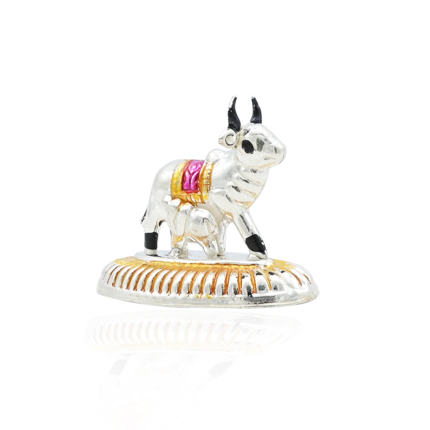 Buy Beautiful Golden Silver Cow and Calf Statue, Khushbu Jewellers