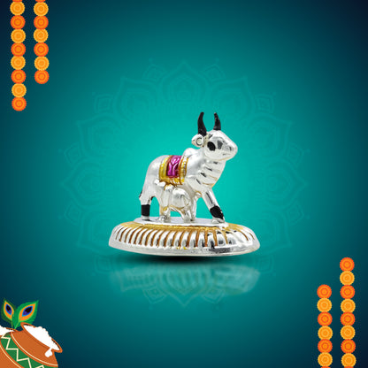 Buy Beautiful Golden Silver Cow and Calf Statue, Khushbu Jewellers