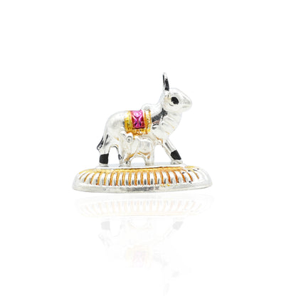 Buy Beautiful Golden Silver Cow and Calf Statue, Khushbu Jewellers