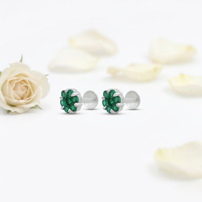 Green Gemstone Stylish Silver Earrings