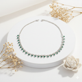 Green Heart Stone Silver Necklace for Girls & Women