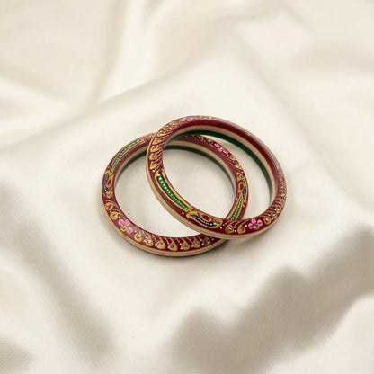 Handcrafted Rajasthani Bangles Set – Red & Green Traditional Ethnic Jewelry for Women