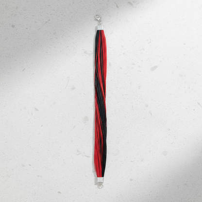 Handcrafted Red & Black Sacred Thread Silver Bracelet