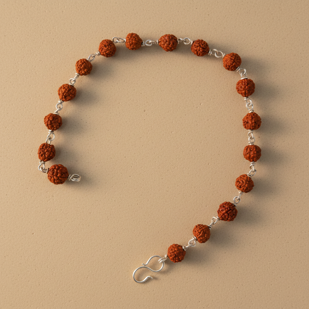 Handcrafted Silver Rudraksha Beads Bracelet