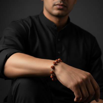 Handcrafted Silver Rudraksha Beads Bracelet