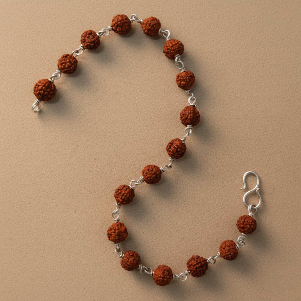 Handcrafted Silver Rudraksha Beads Bracelet