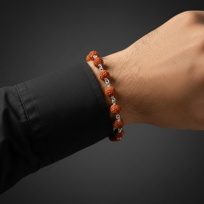 Handcrafted Silver Rudraksha Beads Bracelet