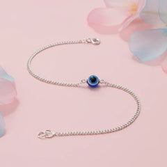 Handcrafted Evil Eye Silver Bracelet with Nazar Bead for Women