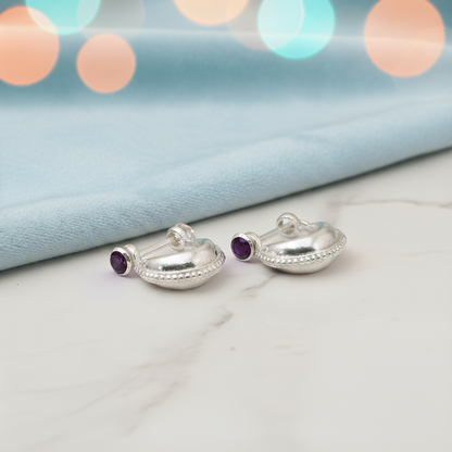 Handcrafted Silver Bali Stud Earrings for Boys