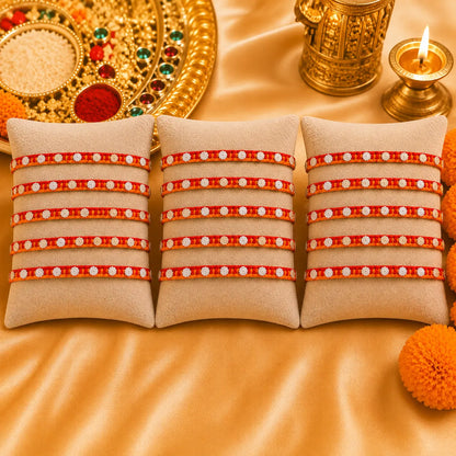 Handcrafted Silver Buds Rakhi Assorted Design (combo)