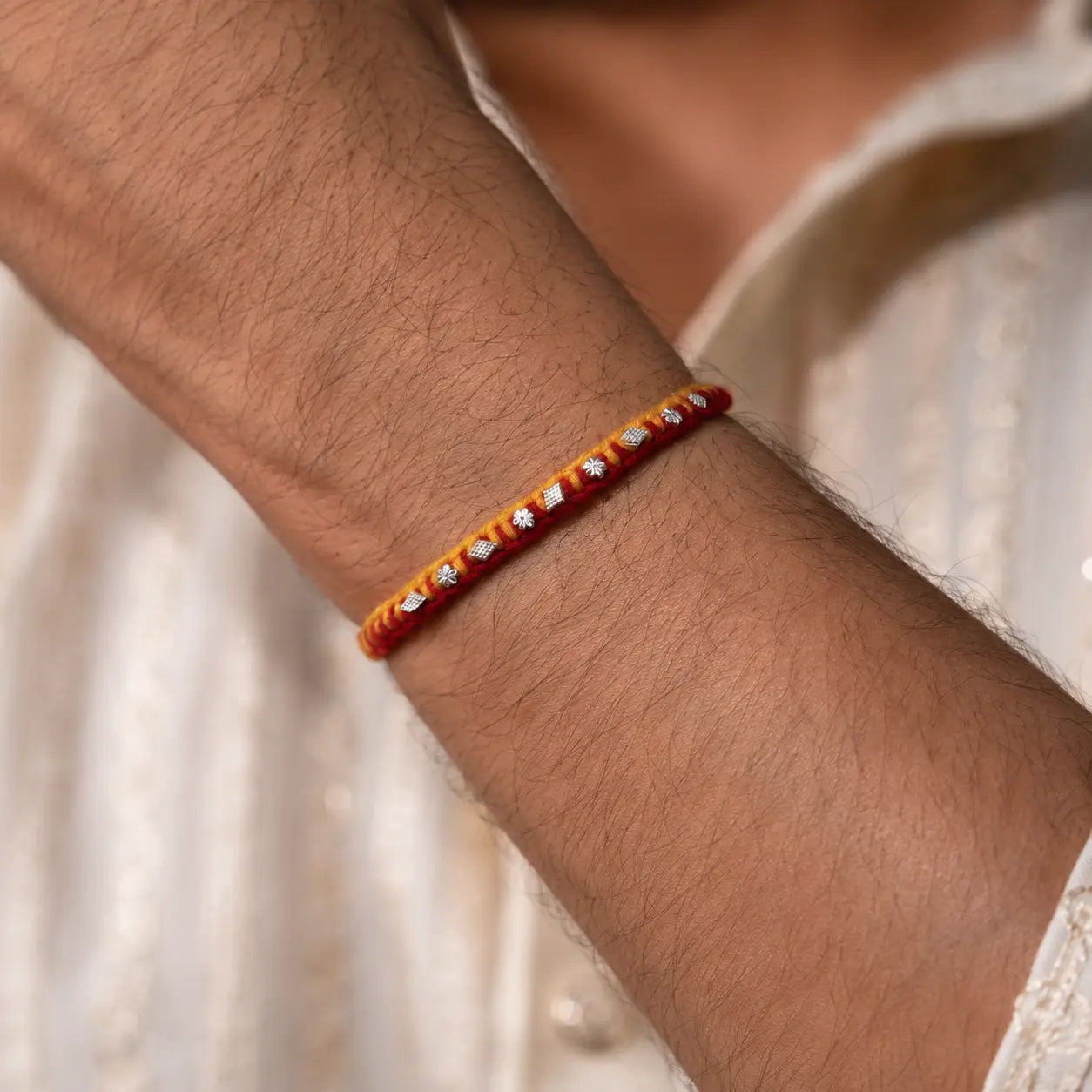 Handcrafted Silver Buds Rakhi Assorted Design