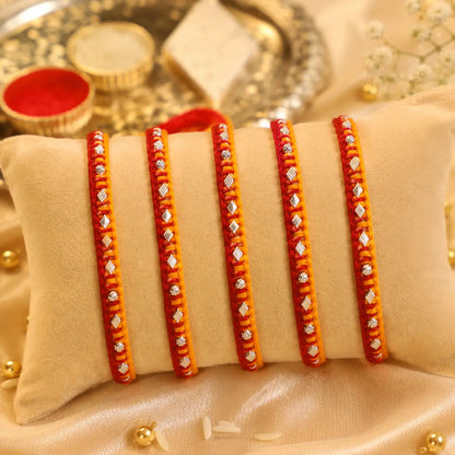 Handcrafted Silver Buds Rakhi Assorted Design