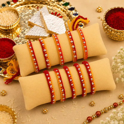 Handcrafted Silver Buds Rakhi Assorted Design (combo)