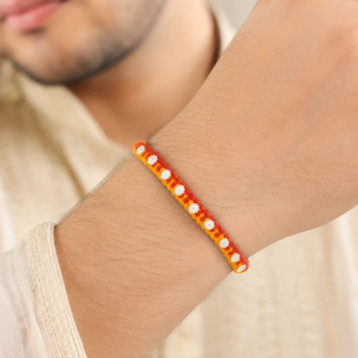 Handcrafted Silver Buds Rakhi Assorted Design (combo)
