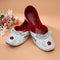 Handcrafted Silver Ethnic Jutti with Red Gemstone for Women