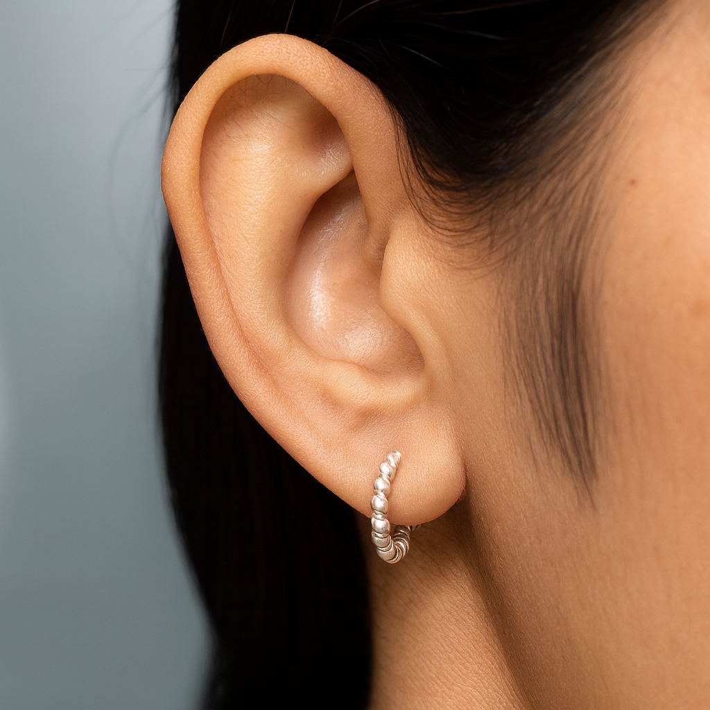 Handcrafted Twisted Silver Hoop Earrings