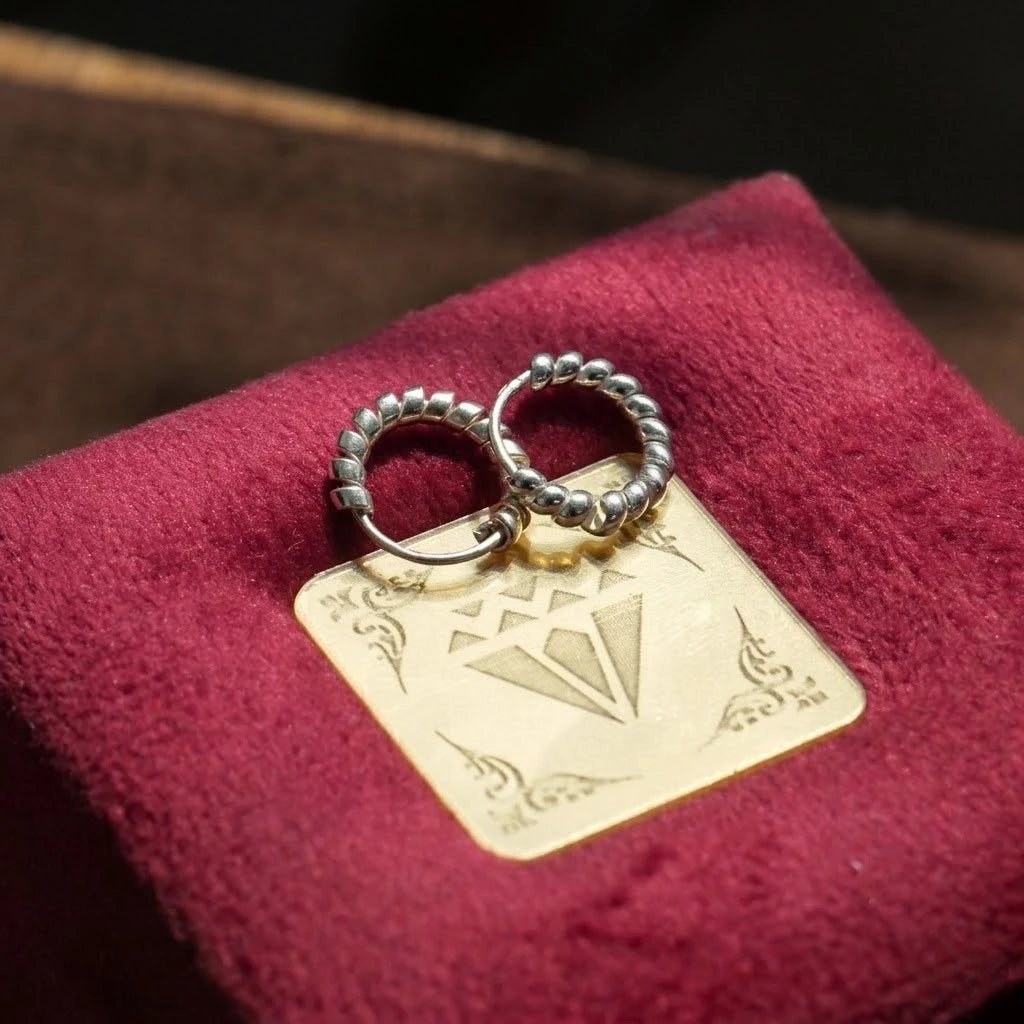 Handcrafted Twisted Silver Hoop Earrings