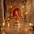 Hanuman Ji Idol Red Gold Finish and Mini Spiritual Statue for Home Car Dashboard