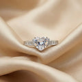Heart-Shaped Crystal Statement Ring with Baguette Accent Band