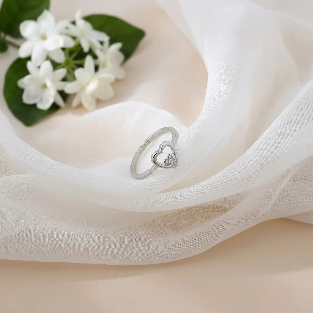Heart-in-Heart Silver Ring