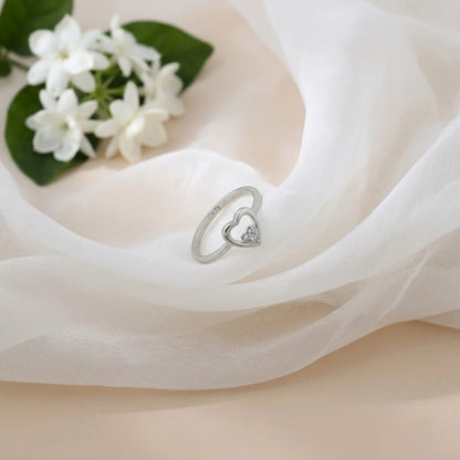 Heart-in-Heart Silver Ring