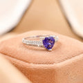 Heart Cut Amethyst Diamond Accent Sterling Silver Ring