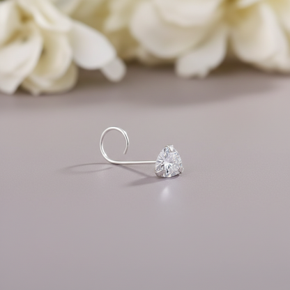Heart Shape Diamond Nose Pin for Women