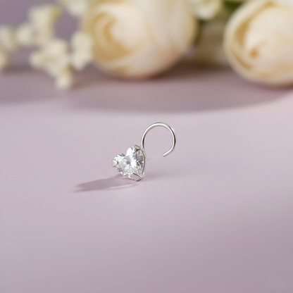 Heart Shape Diamond Nose Pin for Women