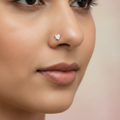 Heart Shape Diamond Nose Pin for Women
