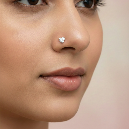 Heart Shape Diamond Nose Pin for Women
