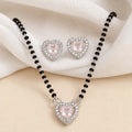 Heart Shape Pink Stone Mangalsutra Set with Matching Earrings 